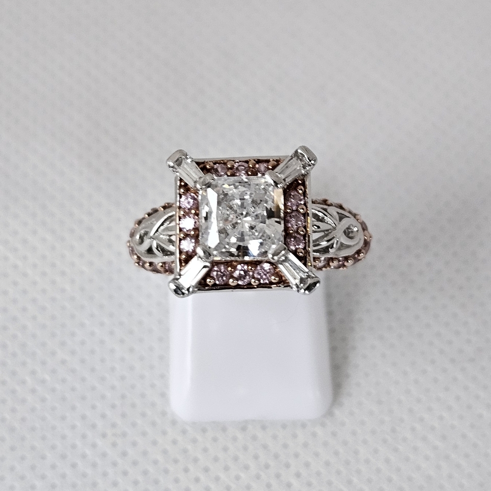 Beautiful Victoria Wieck Diamond & Pink Sapphire Simulant Sterling Silver Size 7 - Picture 4 of 10